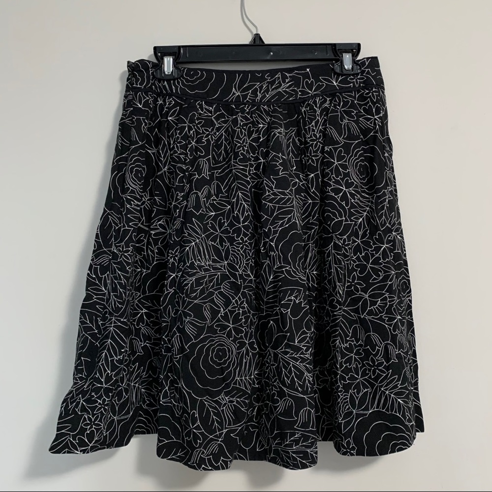 Anthropologie 52 Conversations Colloquial A-Line Skirt Black White 6